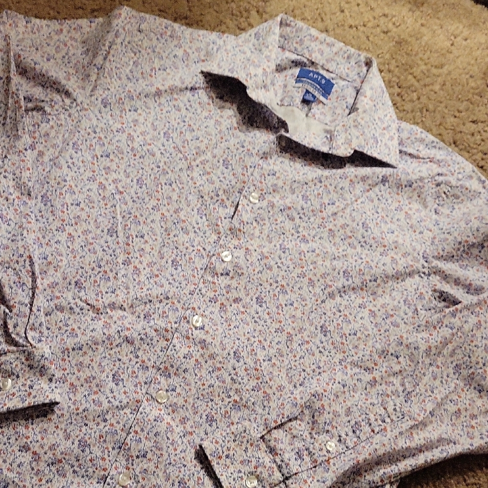Apt. 9 Men's Floral Button Down Shirt - Fall Hues Of Blue & Orange